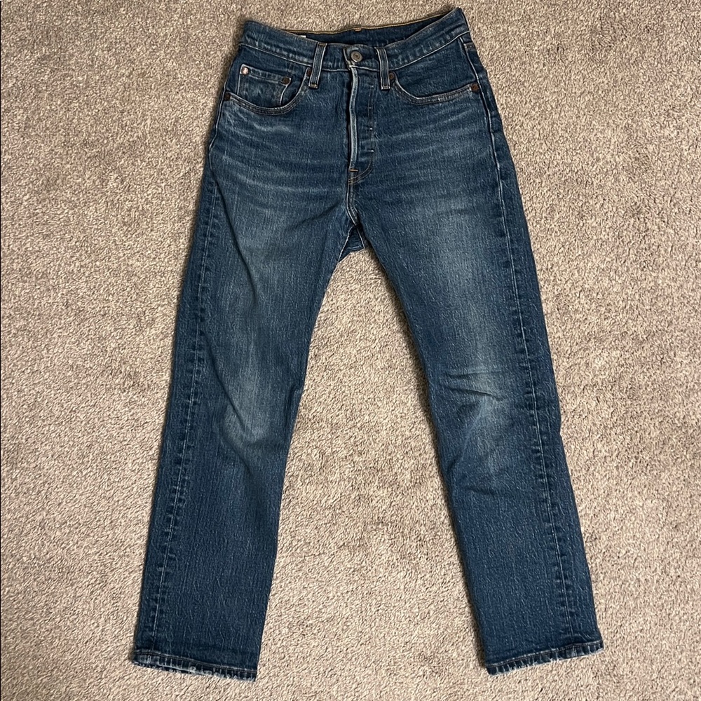 Levi's Women's 501 Medium Wash Straight Jeans 24X26 Button Fly Denim